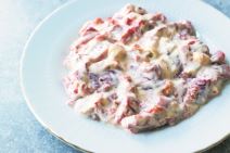 stockphototurkishappetizerroastedredpepperwithyogurtandcorn1060605056.jpg