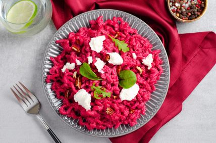stockphotopastawithbeetsaucevegetarianbeetrootpastapinkpestotastymeal2323686513.jpg