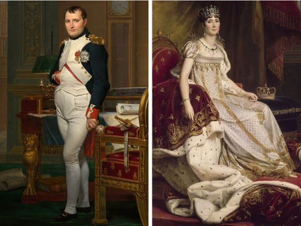 Napoleon Bonaparta stoji, njegova voljena Džozefina sedi