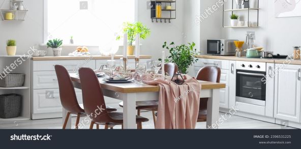 KOZNE STOLICE TRPEZARIJSKI STO  stock-photo-served-dining-table-in-modern-kitchen-2396531225.jpg