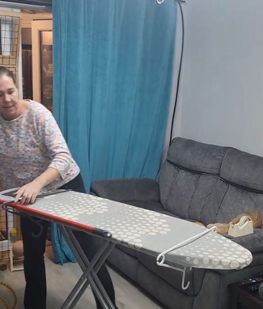 Kler Li podučava kako najbolje pakovati poklone uz pomoć daske za peglanje