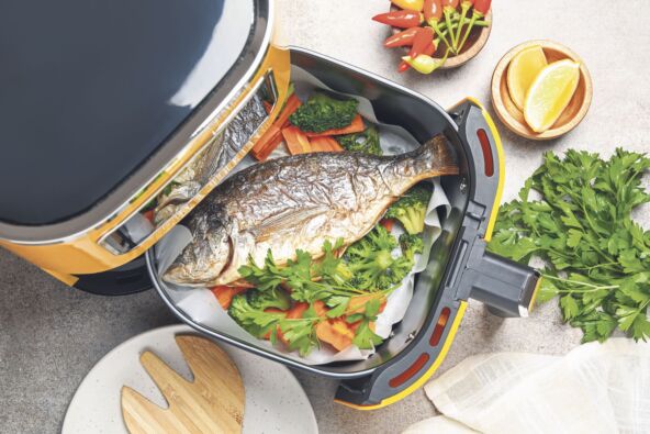 ER FRAJER SE KORISTI SAMO ZA BATAKE I POMFRIT  stock-photo-air-fryer-with-tasty-grilled-fish-vegetables-and-spices-on-grey-table-flat-lay-2693057685.jpg